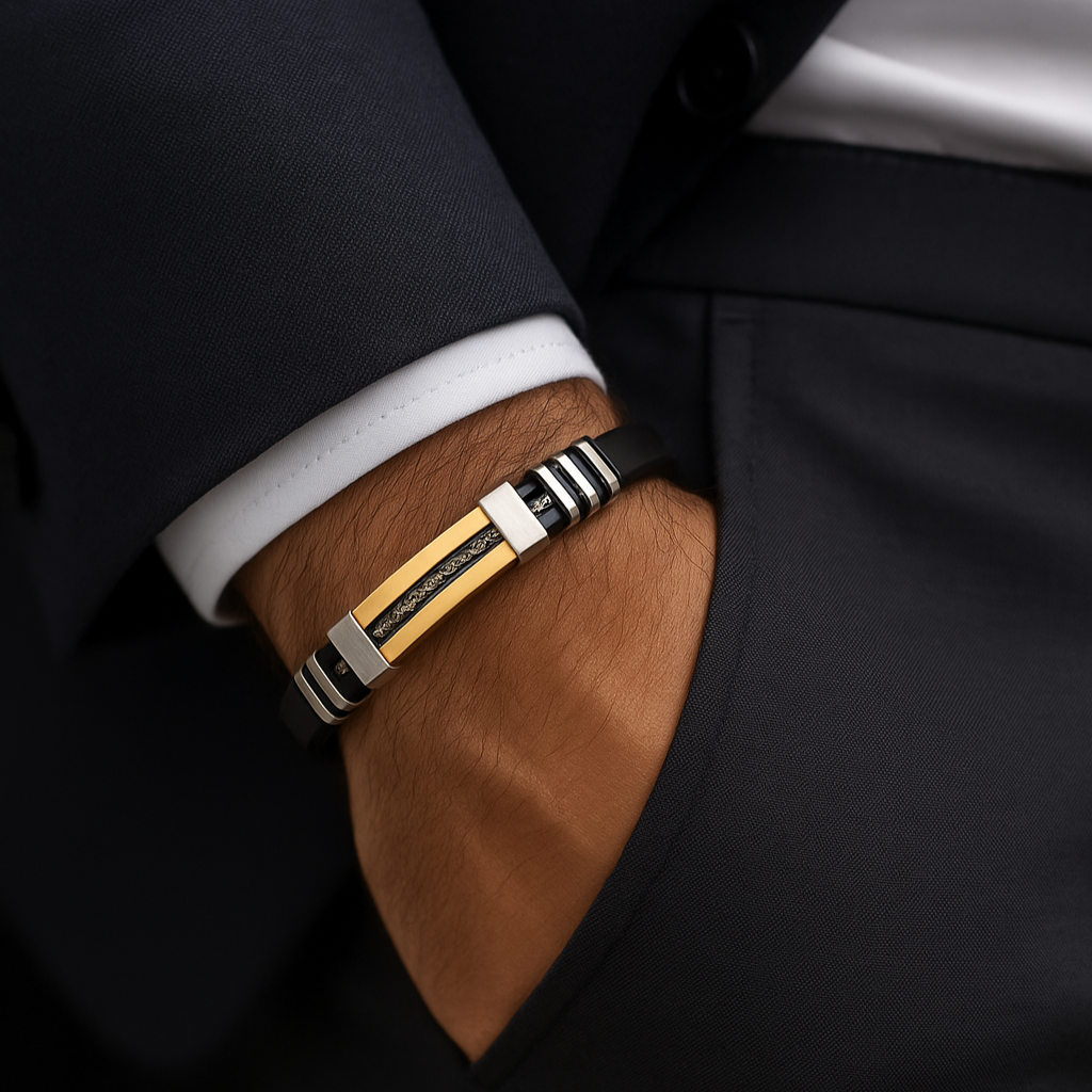 Modèle Prestige – Bracelet luxe en acier et silicone